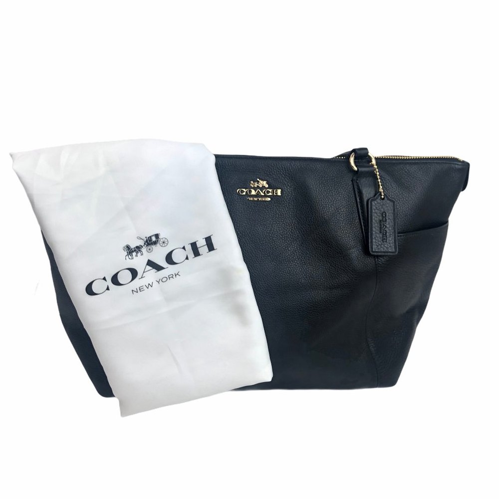 Coach Pebble Black Leather Ava II Tote, Dust Bag